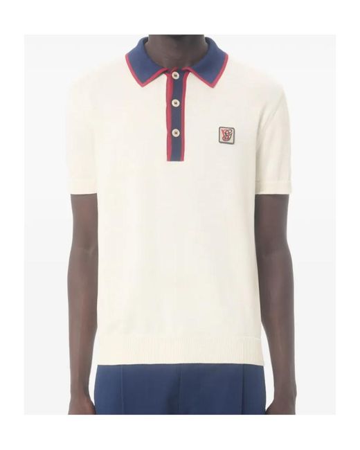 Valentino White Logo-Patch Short-Sleeved Polo Shirt for men