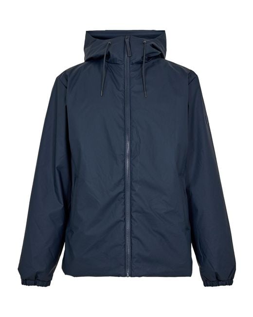 Rains Blue Lohja Hooded Padded Jacket With Zipper for men