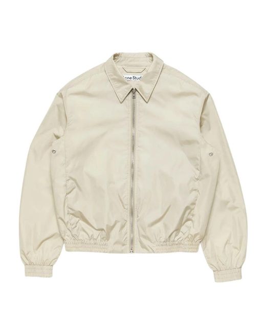 Acne Natural Logo-Print Zip-Up Jacket