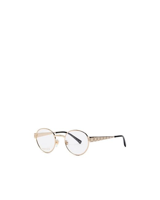 Gucci White Round Metal Optical Glasses
