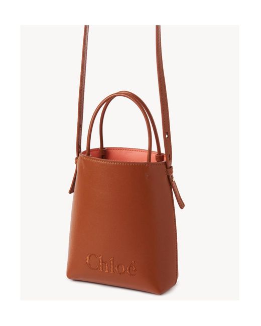 Chloé Brown Chloé Sense Micro Tote Bag