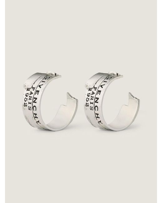 Givenchy White Logo Engraved Tape Earrings