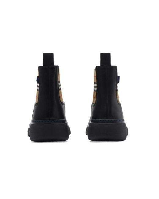 Burberry Black Check Pattern Ankle Boots for men