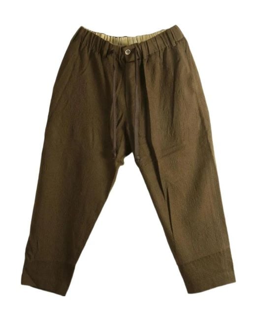 Uma Wang Green Elastic-Waist Casual Trousers for men