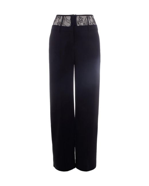 Patrizia Pepe Blue Lace Waist Palazzo Pants