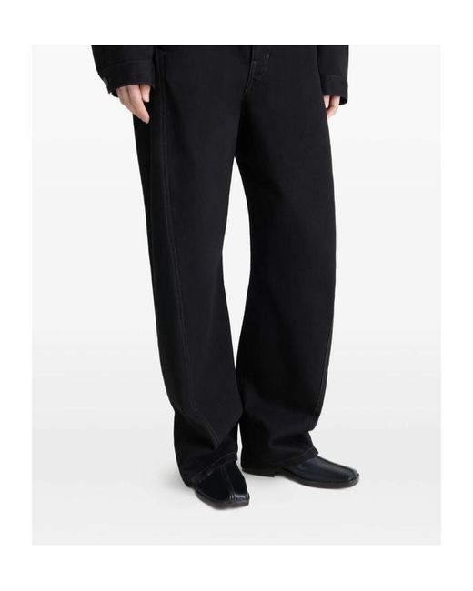 Lemaire Black Piped Square-Toe Loafers