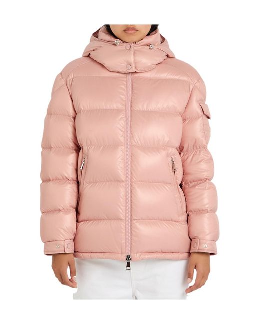 Moncler Pink Padded Hooded Laqué Nylon Jacket