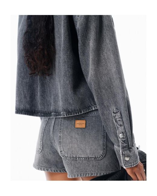 Alexander Wang Gray Cropped Long Sleeve Shirt