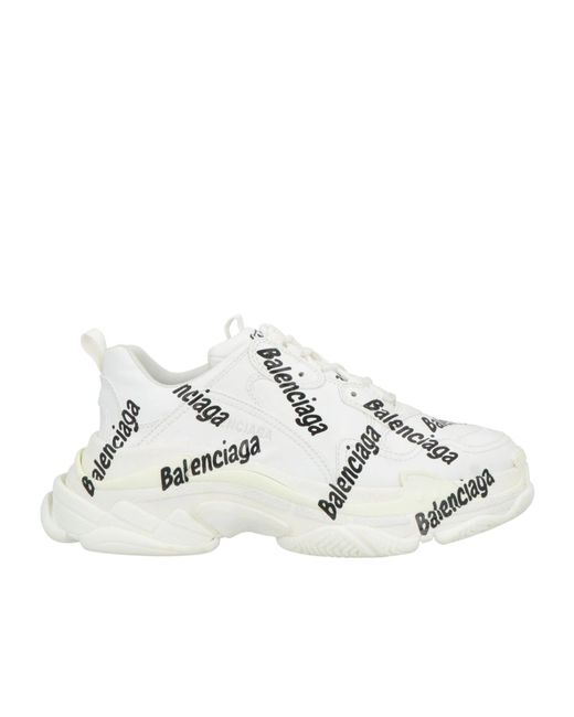 Balenciaga White Logo Platform Sneakers