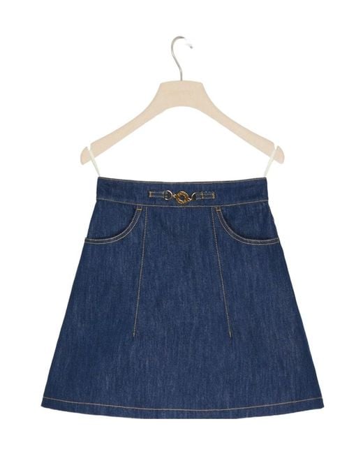 Patou Blue High-Rise Denim Skirt