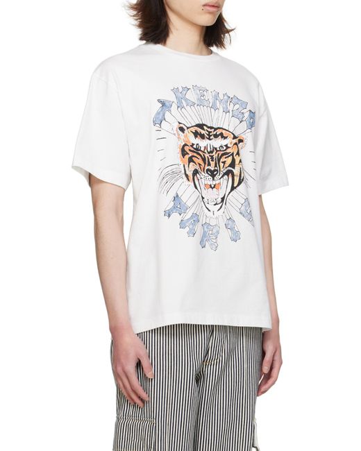 KENZO White Logo Tiger Printed Crewneck T-Shirt for men