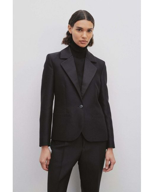 The Row Black Single-Breasted Wool Blazer