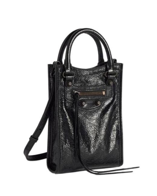 Balenciaga Black Le City Tote Phone Holder