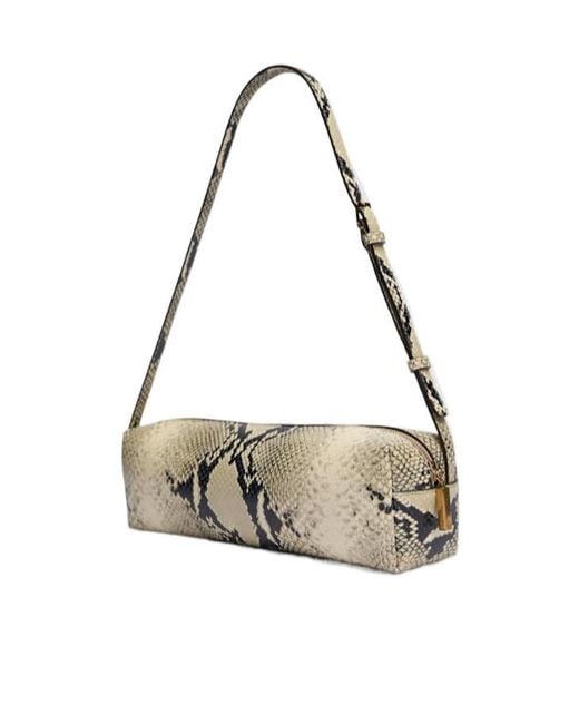 Khaite Metallic Kye Python Embossed Leather Shoulder Bag