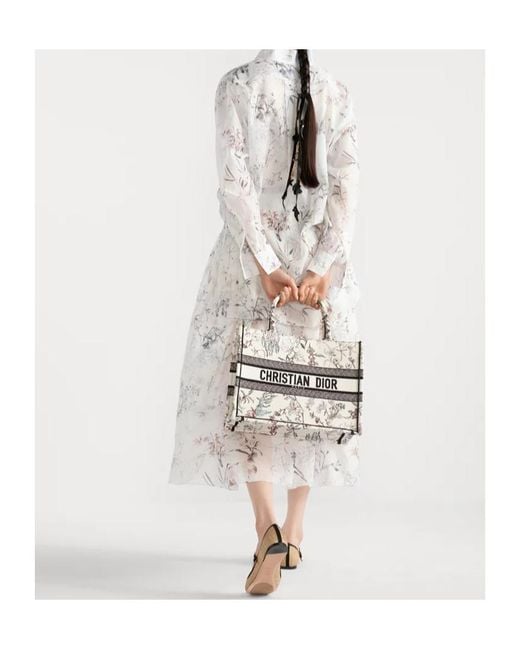 Dior White Medium Book Tote