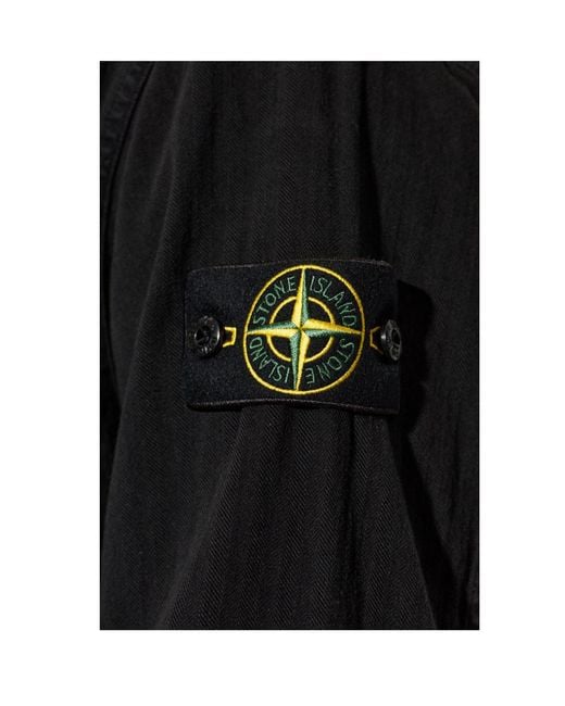 Stone Island Black Long Sleeve Logo Patch Jacket for men