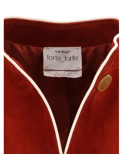 Forte_forte Red Suede Band Collar Jacket