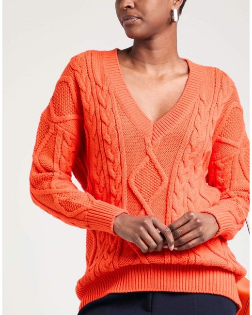 MAX&Co. Orange Cable-Knit Jumper