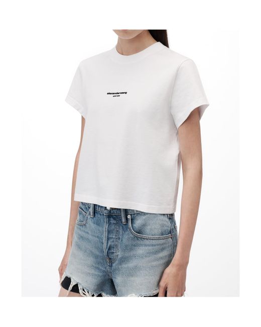 Alexander Wang White Shrunken Logo T-Shirt