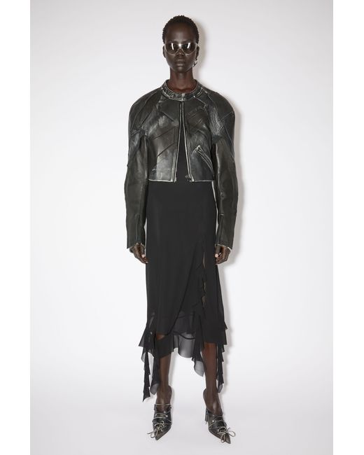 Acne Gray Patchwork Leather Jacket