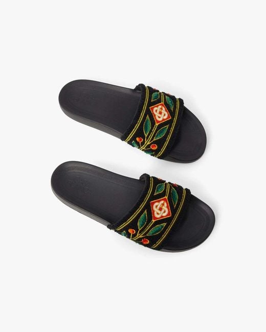 Casablanca Black Round-Toe Open-Toe Slides for men