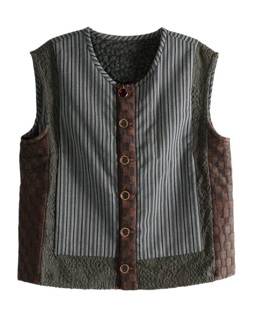 Commun's Black Vertical Striped Vest for men