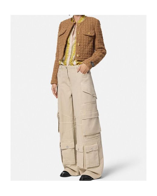 Versace Brown Heritage Button-Up Tweed Jacket