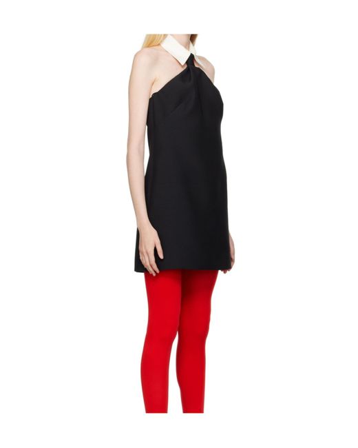 Valentino Black Collar Detailed Sleeveless Mini Dress
