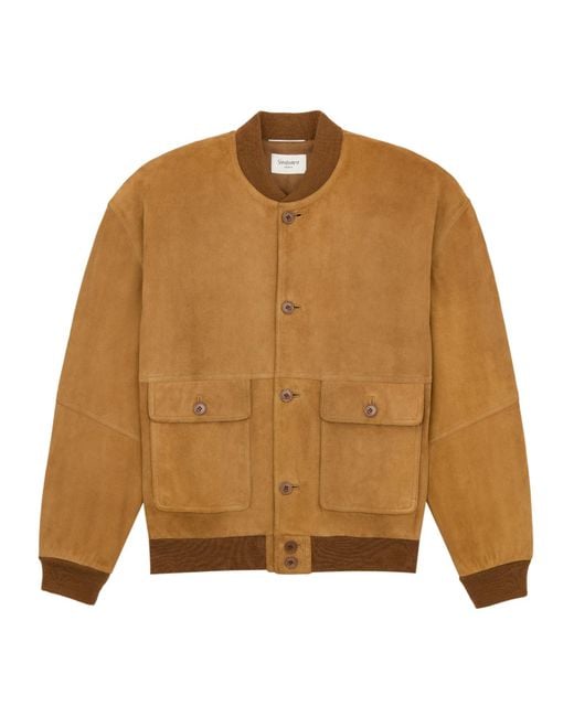 Saint Laurent Brown Button-Up Bomber Jacket for men