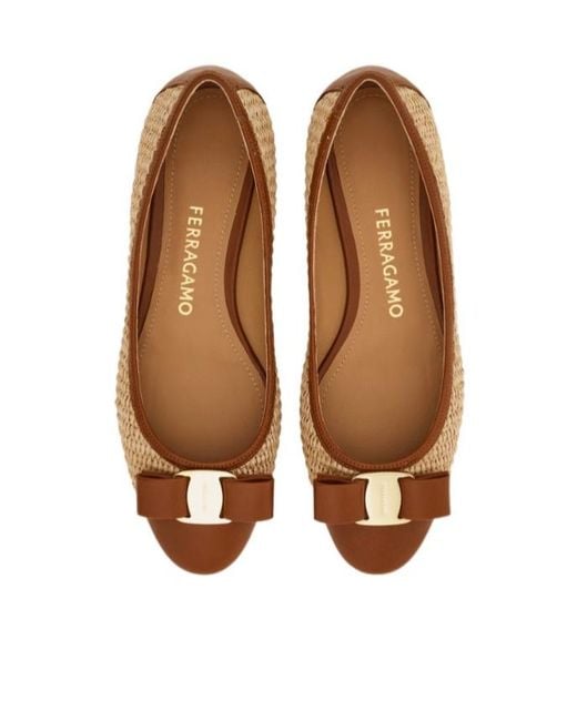 Ferragamo Brown Varina Ballet Flat