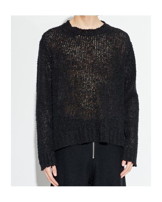 Jil Sander Black Open-Knit Crewneck Jumper for men