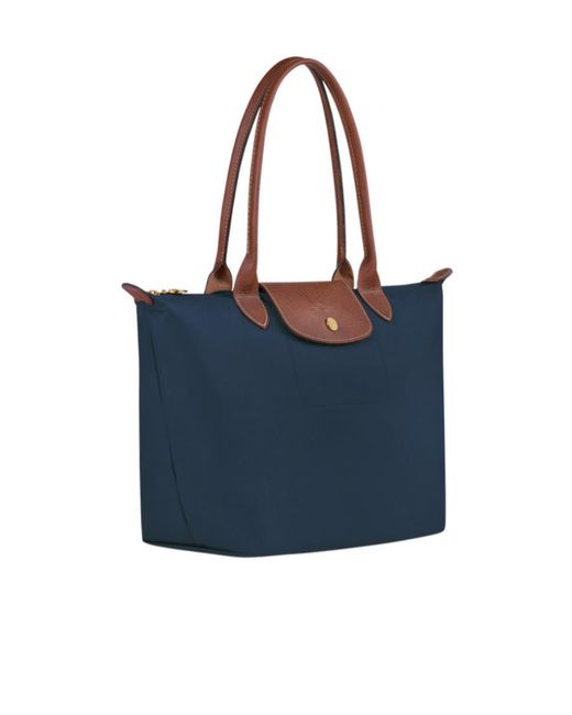 Longchamp Blue Le Pliage Foldover Medium Tote Bag