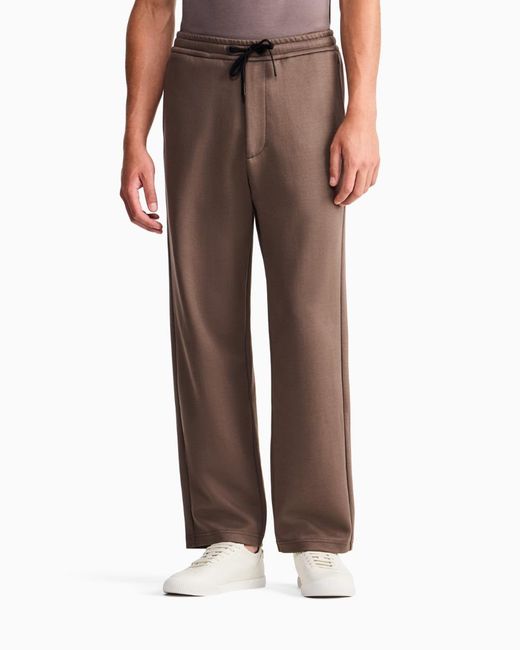 Giorgio Armani Brown Drawstring Logo-Patch Trousers for men