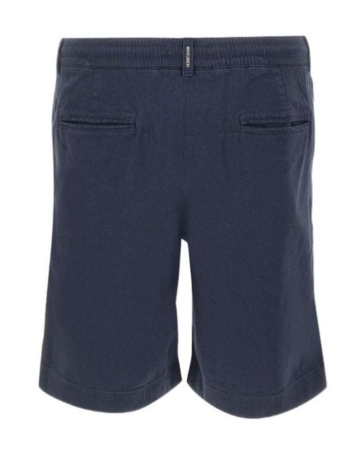 Woolrich Blue Pleated Drawstring Shorts for men