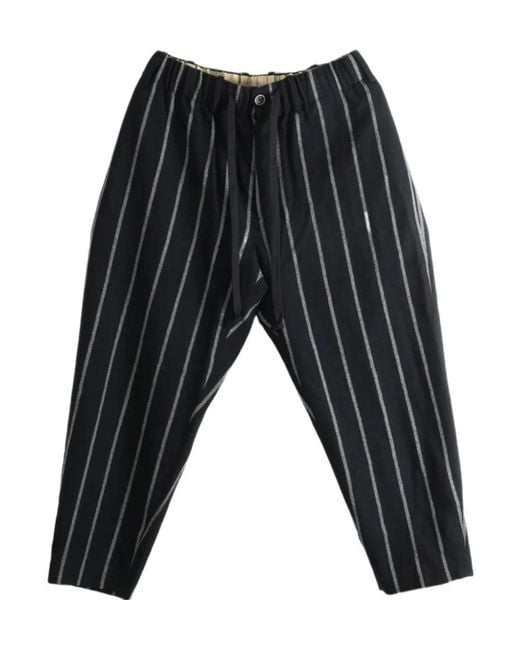 Uma Wang Black Striped Casual Trousers for men