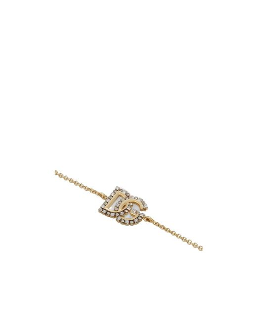 Dolce & Gabbana Metallic Dg Logo Embellished Bracelet