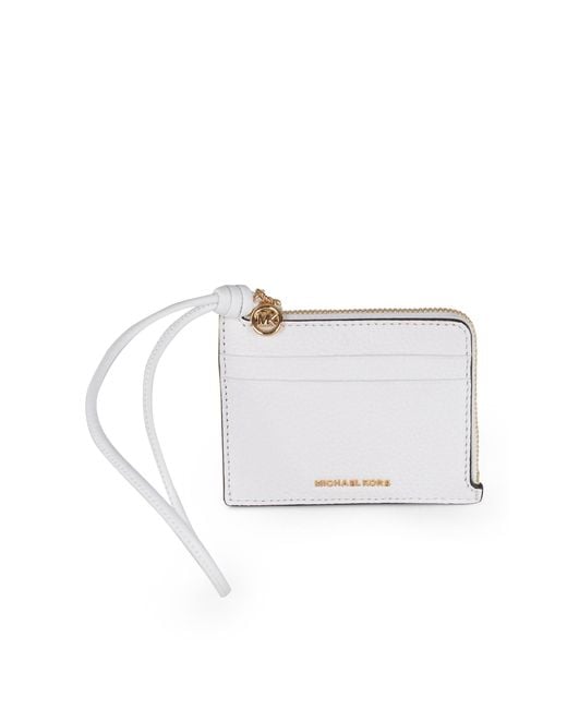 MICHAEL Michael Kors White Jet Set Small Pebbled Leather Wristlet Card Case