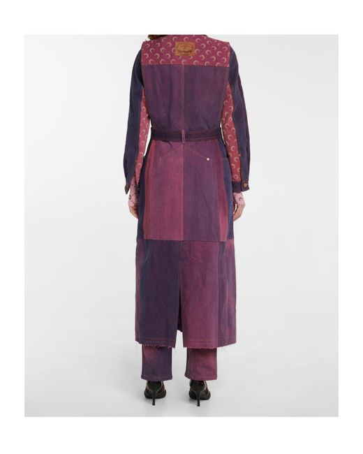 MARINE SERRE Purple Colorblocked Denim Coat
