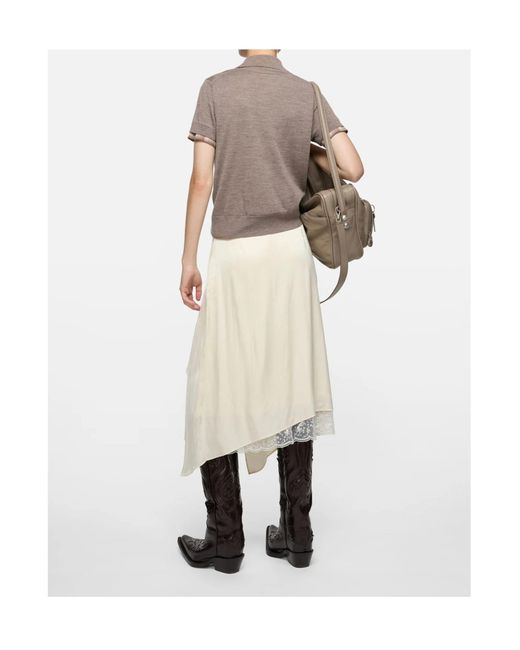 Acne Natural Asymmetric Lace Detailed Skirt