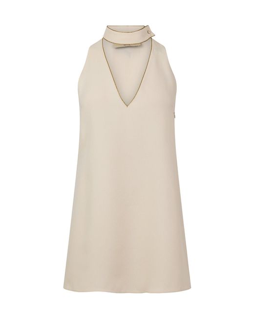 Valentino Natural Sleeveless Halter Mini Shift Dress