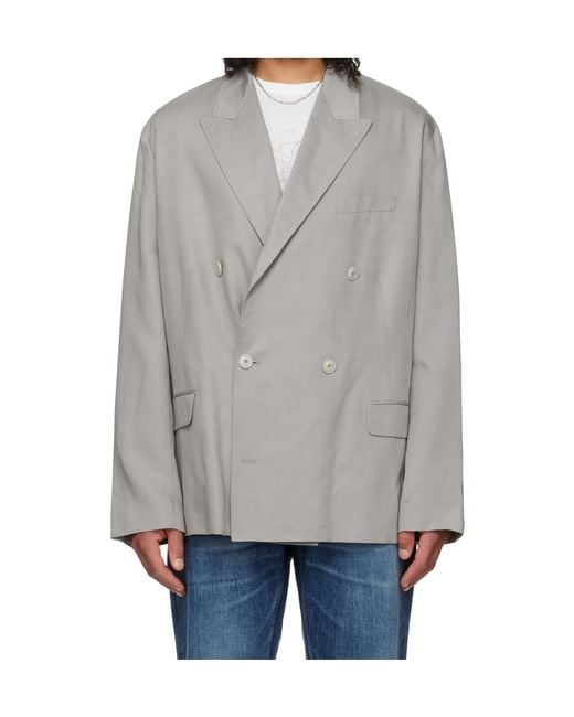 Our Legacy Gray Halt Long-Sleeved Suit Jacket for men