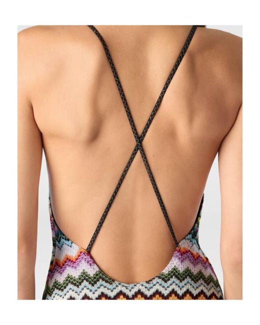 Missoni White Pixel-Effect Zigzag Pattern One-Piece Swimsuit