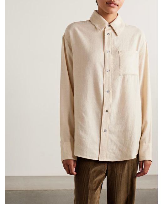 The Elder Statesman Natural Wool And Cashmere-Blend Twill Shirt