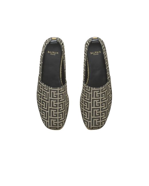 Balmain Gray Monogram Jacquard Espadrilles for men