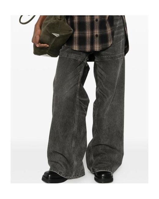 The Attico Gray The Cutout Wide-Leg Jeans