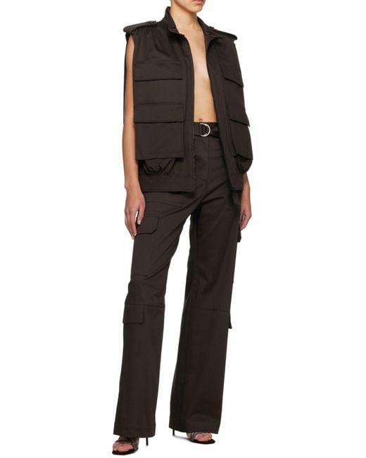 MSGM Black High-Waist Straight-Leg Cargo Trousers