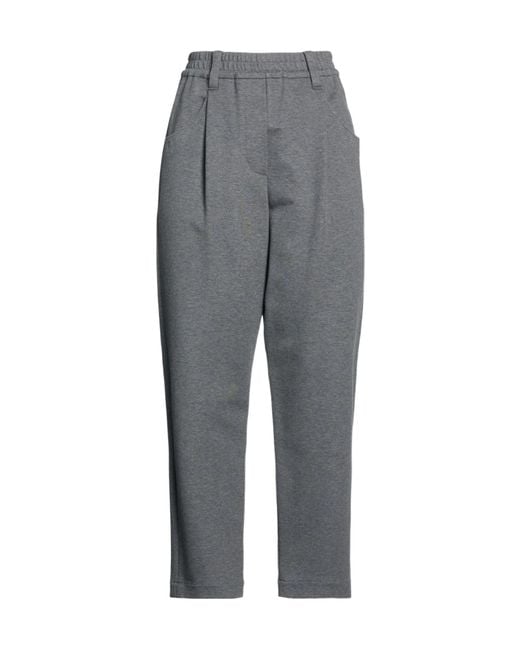 Brunello Cucinelli Gray Solid Color Casual Trousers