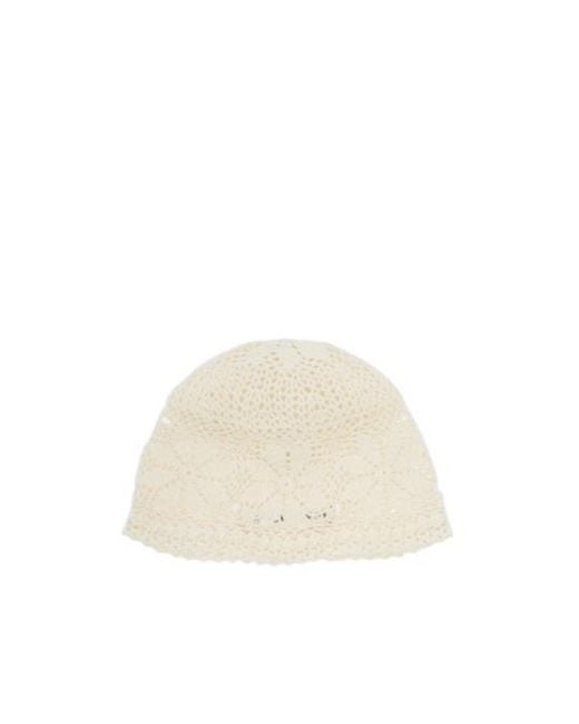 Magda Butrym White Crochet Cotton Beanie