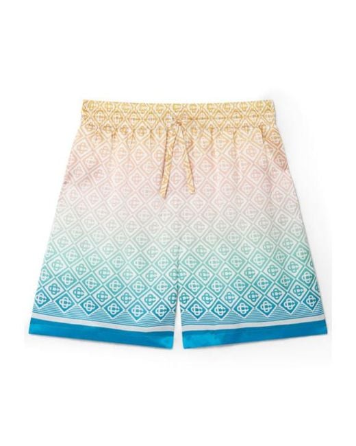 Casablanca Blue Mid-Rise Monogram-Printed Deck Shorts for men