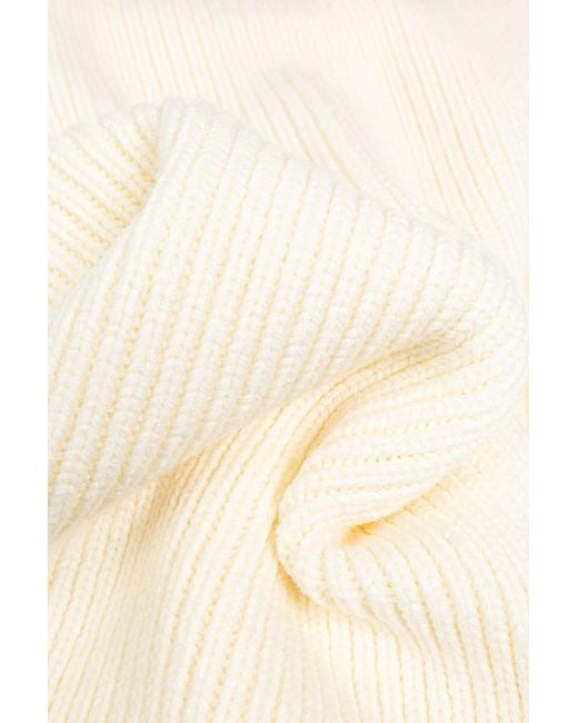 Versace Natural Logo-Embroidered Ribbed Scarf